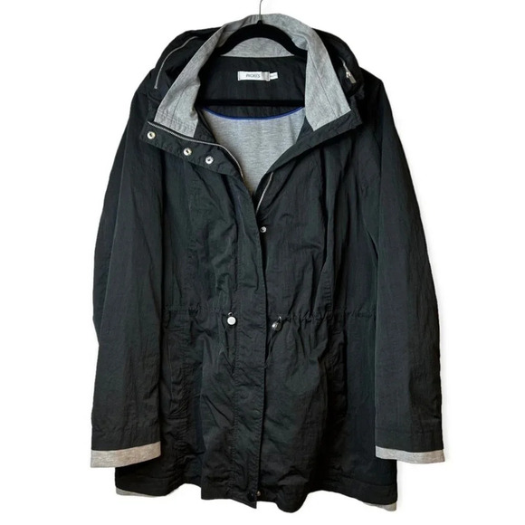 Ricki's Black Nylon  Hidden Hood Zip Up Jacket - Picture 1 of 10